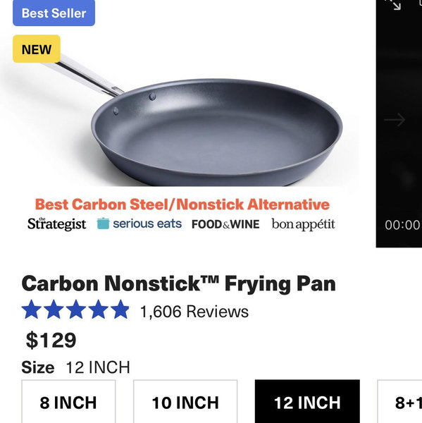 12 INCH Carbon Nonstick Frying Pan
