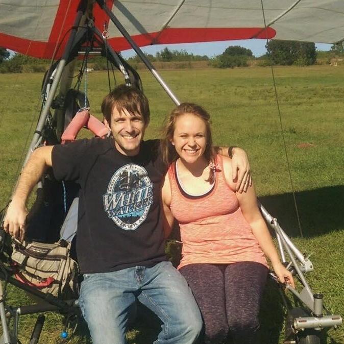 Right after our first hang-gliding experience!