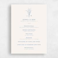 Blue Wedding Program - Prins