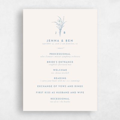Blue Simple Wedding Program - Prins