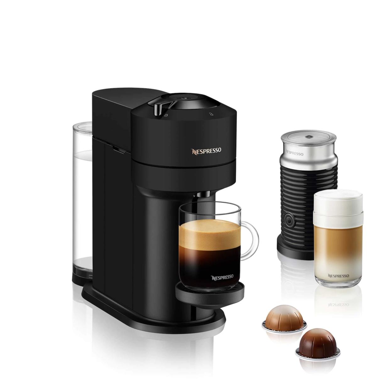 Vertuo Next Matte Black & Aeroccino3 Milk Frother | Vertuo Coffee Machine | Nespresso