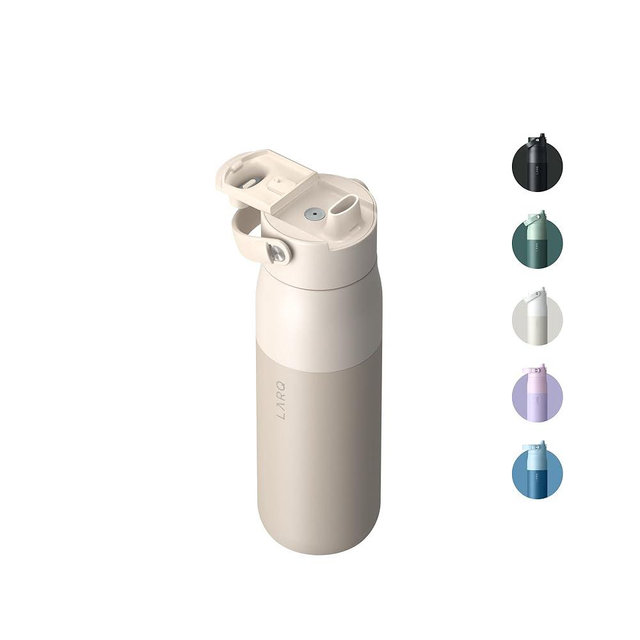 LARQ Bottle Swig Top 34oz - Insulated Reusable Stainless Steel Water Bottle With Built-In Silicone Handle | BPA Free | For Sports, Gym, and Travel | Mojave Dune
