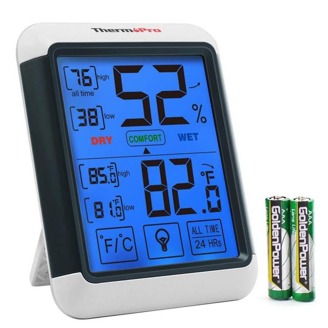 ThermoPro TP55 Digital Hygrometer Indoor Thermometer Humidity Gauge with Jumbo Touchscreen and Backlight Temperature Humidity Monitor