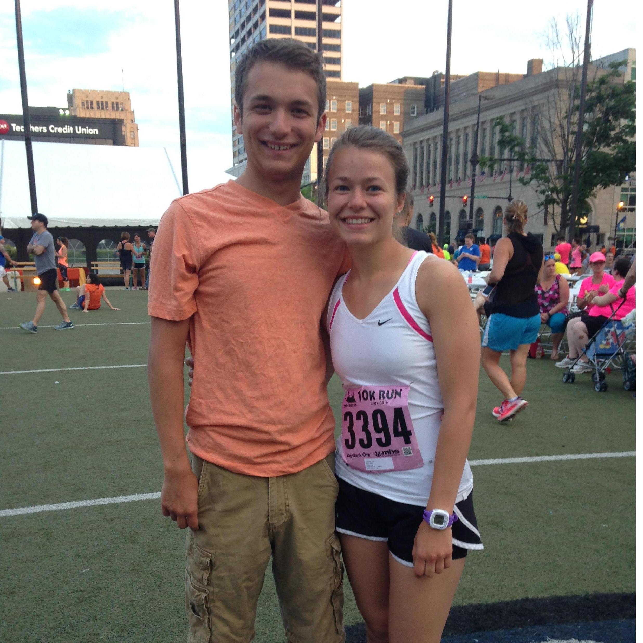 Alex came to cheer me on when I ran my first 10K!
