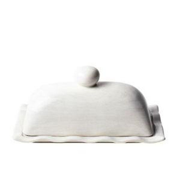 Coton Colors Signature White Ruffle Domed Butter Dish | Dillard's