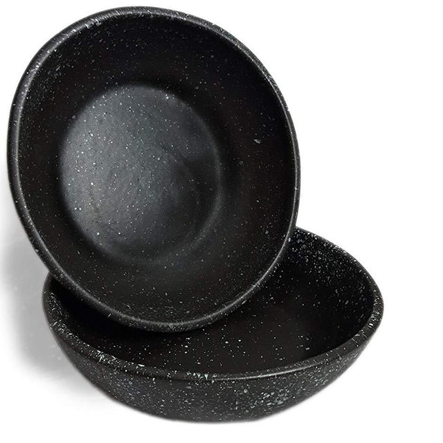 RoRo Ceramic Stoneware Hand-Crafted Bowl Set with Black Speckled Egg Pattern, 7 Inch Set of 2