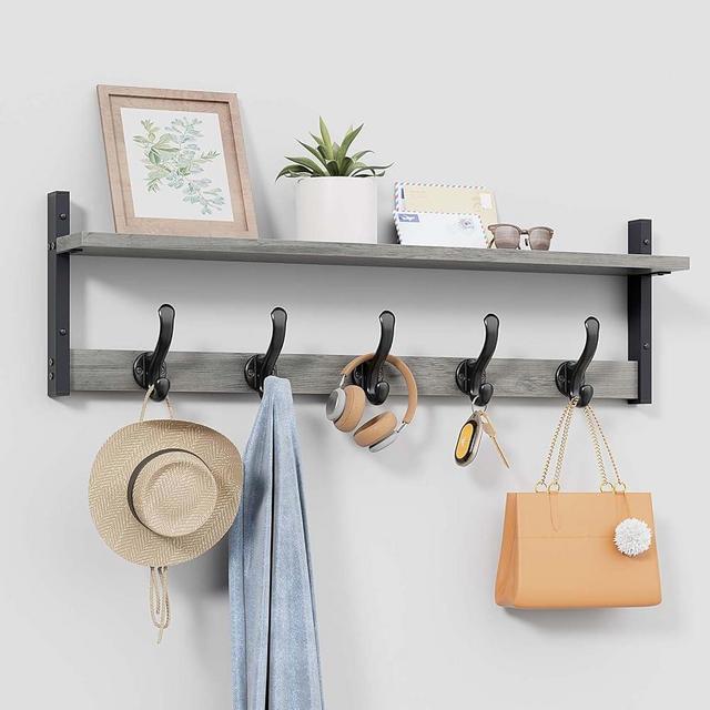 Tatub 29" Rustic Coat Rack Wall Mount with Shelf, Heavy Duty Wall Hooks with Shelf, Farmhouse Shelf with Hooks, Entryway Rustic Hat Rack Wall Coat Hangers for Living Room, Hallway, Kitchen
