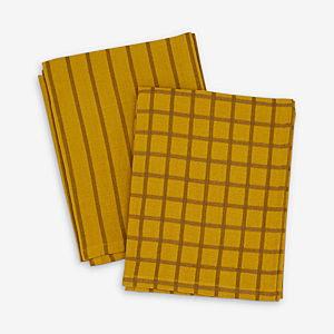 Essential Yarn Dyed Dish Towel, Set of 2 - Mustard/Bronze