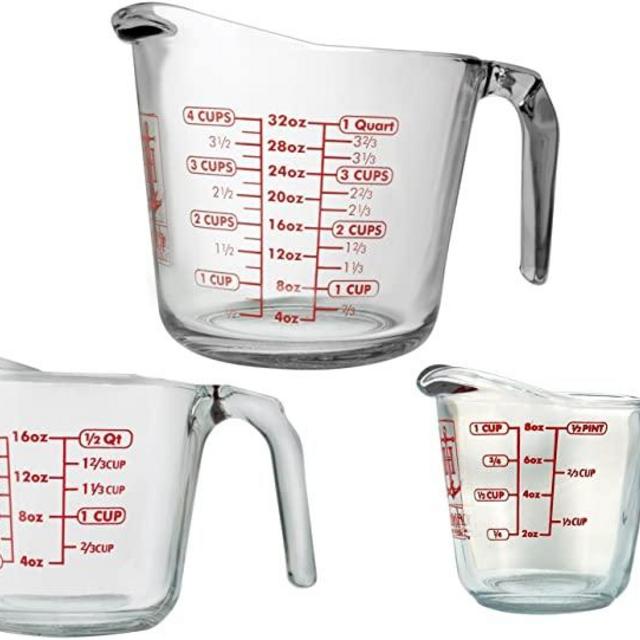 Anchor Hocking 3-Piece Glass Measuring Cup Set, Clear