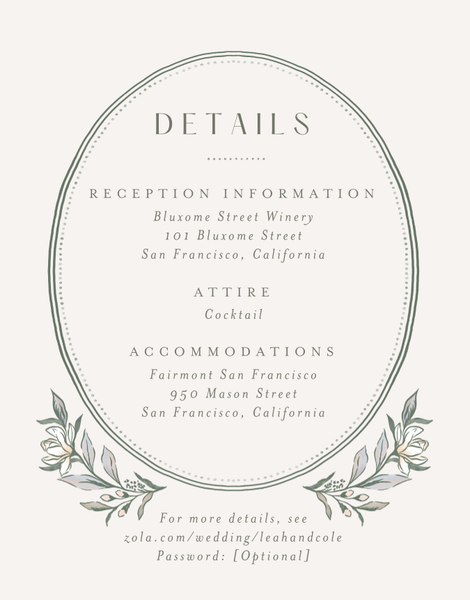 Heliconia | Dark Sage | Zola Wedding Enclosure Cards