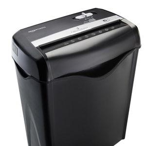 Amazon Basics 6 Sheet Cross Cut Paper and Credit Card Home Office Shredder with 3.8 Gallon Bin, Black