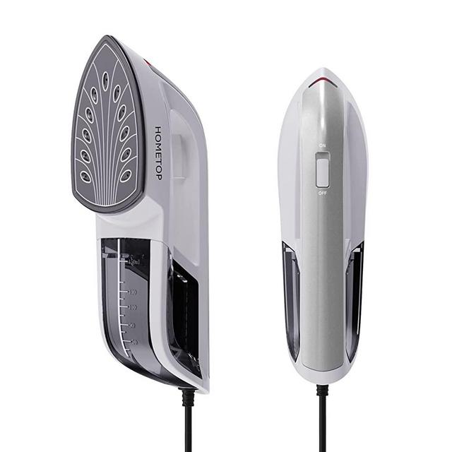 HOMETOP Professional Handheld Steam Iron, Garment Steamer Iron for Clothes, 1300W 40s Rapid Even Heat Ceramic Coated Soleplate, Portable Steamer Iron for Home and Travel (Silver)