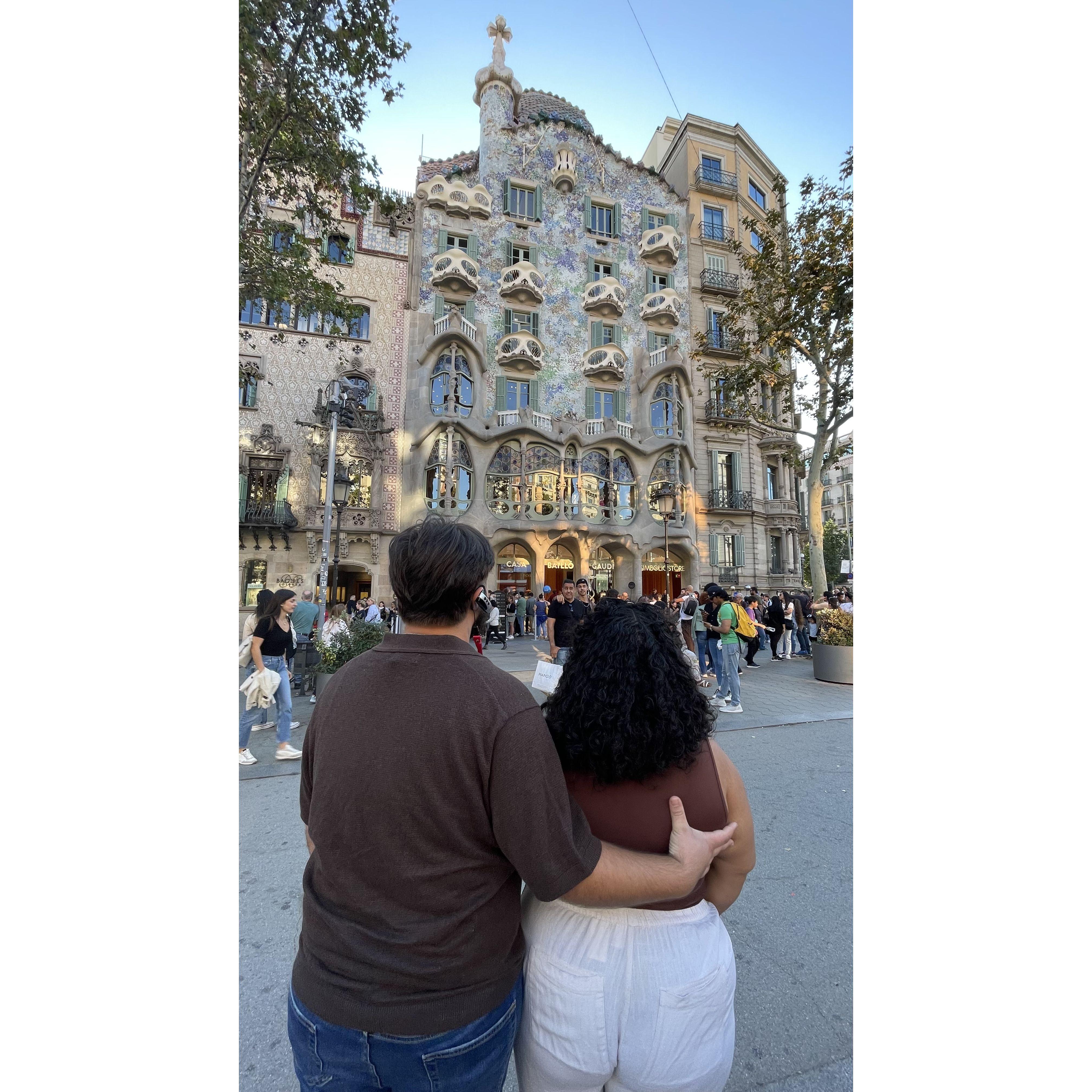 Tyler and I in front of Gaudi’s Casa Batilló in Barcelona, Spain