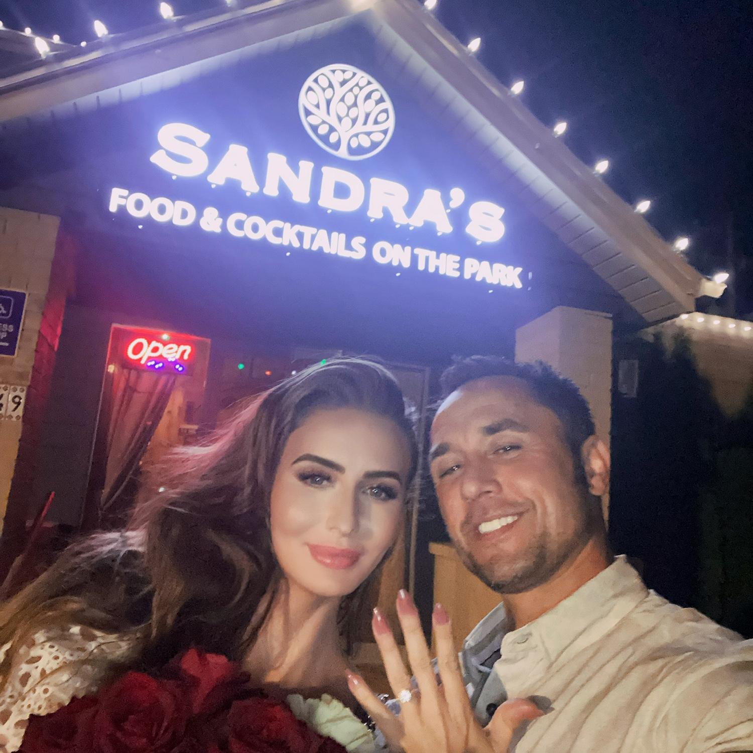 Dinner at Sandra’s after he proposed!!