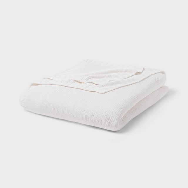 King Sweater Knit Bed Blanket White - Threshold™