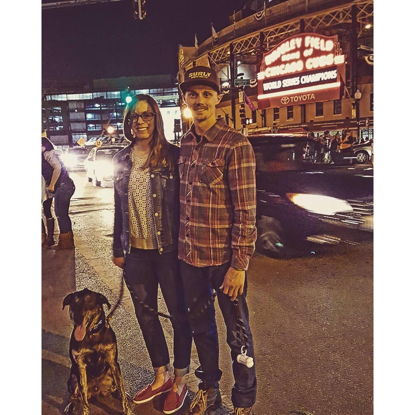 Out in the neighborhood, celebrating the Cubs World Series Win!