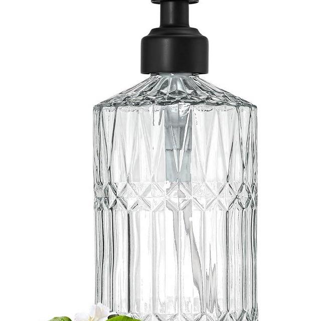 JASAI 18Oz Glass Soap Dispenser with Black Rust Proof Pump, Refillable Kitchen Soap Dispenser Thick Glass, Soap Dispenser Bathroom for Hand soap, Dish Soap, Lotion, Body Wash.（Black）