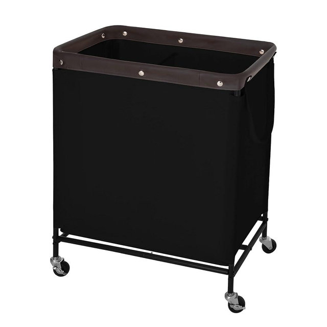 StorageWorks 2 Section Laundry Hamper, Rolling Laundry Cart with Wheels and Handles, Laundry Room Double Sorter for Organizer and Storage, 26.4 Gal(100L), Black