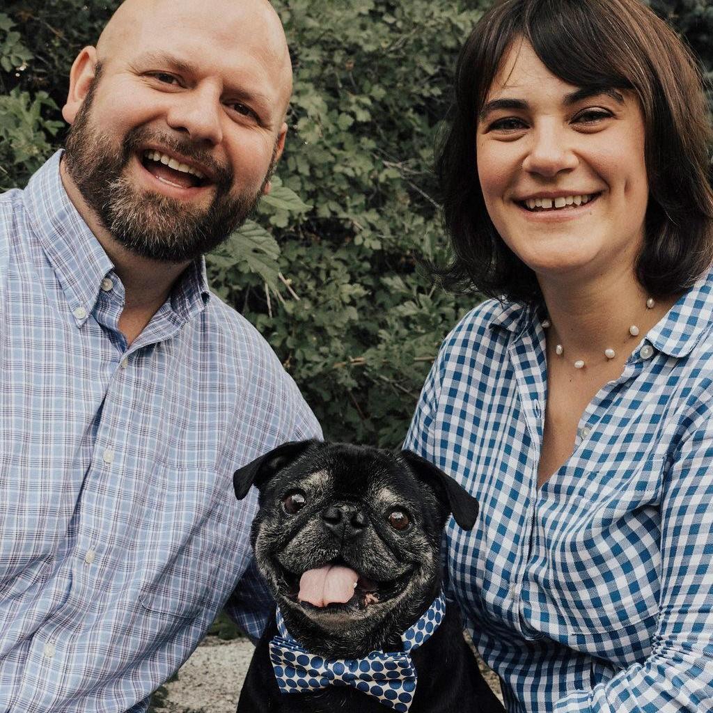 We couldn't do our engagement photos without the third member of the family, Zeus. He got dressed up for the occasion!