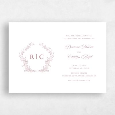 Dusty Rose, Pink Wedding Invitation - Eleanora Landscape