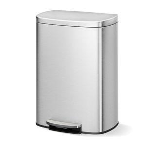 Garvee Step-on Stainless Steel Kitchen Trash Can - 13 Gal / 50 L Large Capacity, Rustproof Metal Garbage Bin with Soft Close Lid, Removable Inner Bucket & Rear Handle