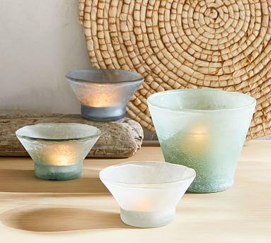 Laguna Frosted Glass Tealight Candleholders - Set of 3