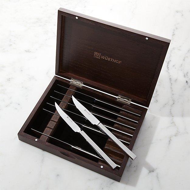 Stainless Steel Steak Knives in Espresso Wood Presentation Box, Set of 8