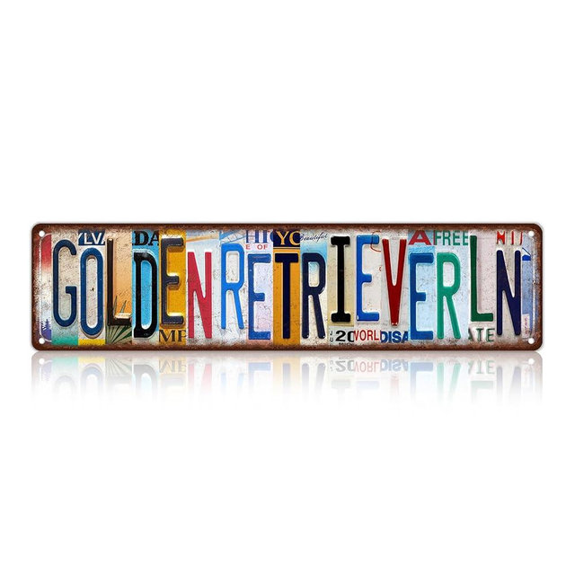 TREEPERI Vintage Golden Retriever Ln Street Sign Wall Decor Metal Tin Signs for Bar Home Bedroom Garage