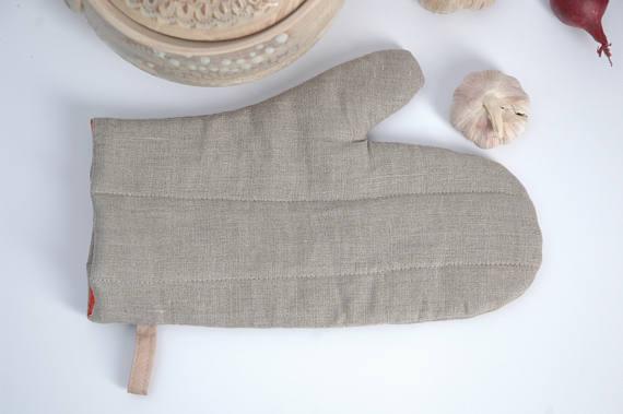 Natural Grey linen Oven Mitt Pot Holder Oven Gloves Potholder Cooking gloves Kitchen Gloves Natural linen potholder Burlap potholders