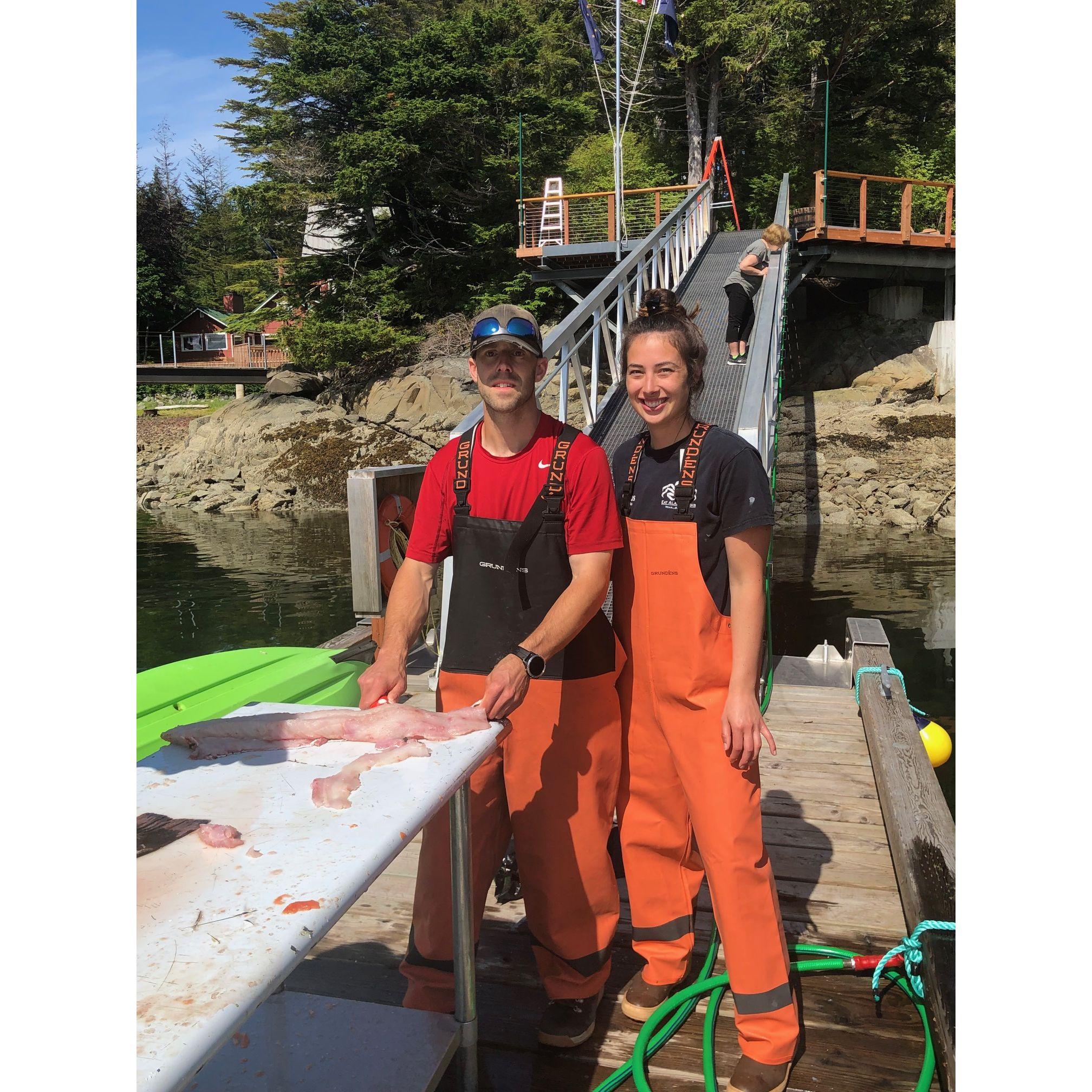 Cleaning fish at Kevin's family's house