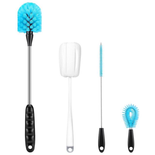4 Pack Bottle Brush Narrow Neck Cleaning Set, Long Handle Stainless Steel Water Bottle Cleaning Brush, Cleaning Beer Bottles, Milk Bottles, Mugs, Cups, Straws, Lids
