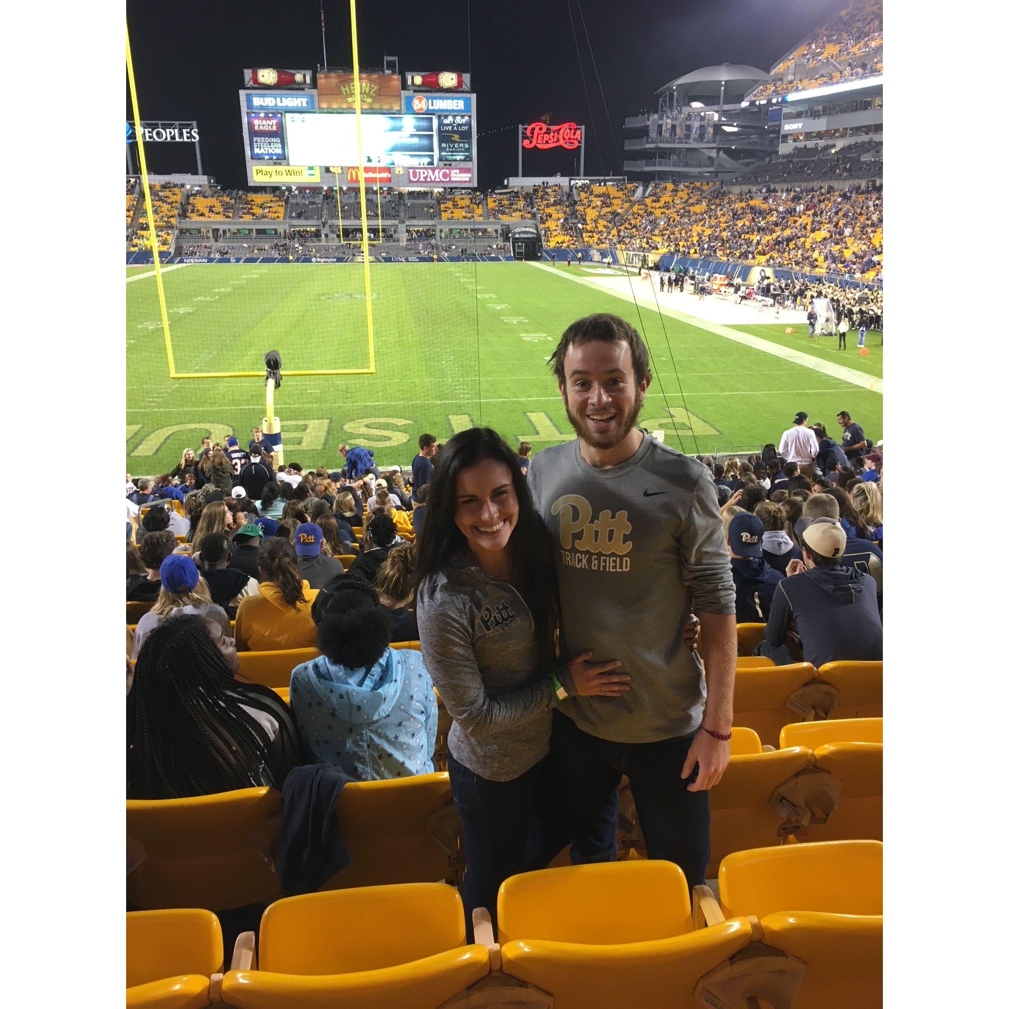 Pitt football game during our college dating years.
