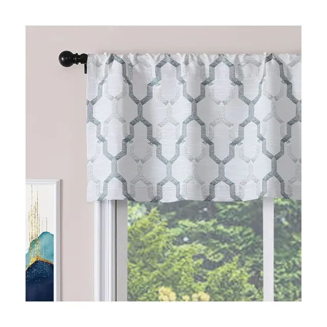 Kate Aurora Living Shabby Trellis Clover Rod Pocket Window Curtain Valances - 56 in. W x 14 in. L, Turquoise