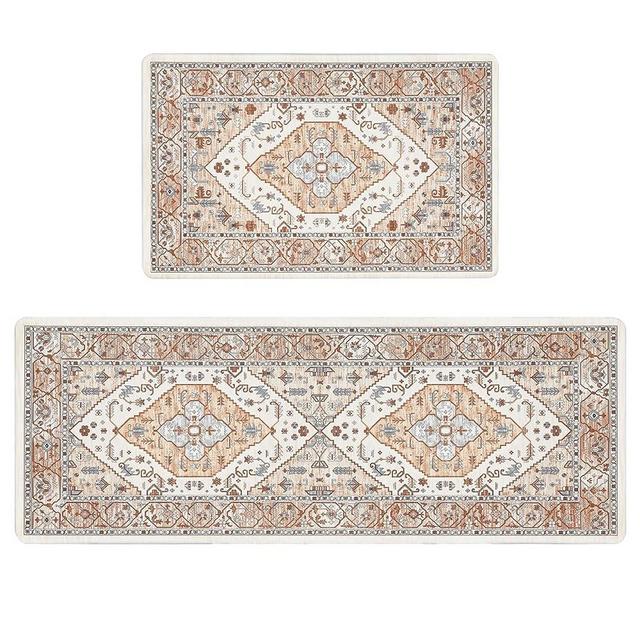 Pauwer Anti Fatigue Kitchen Mats for Floor 2 Piece Set, Cushioned Memory Foam Kitchen Rug, Non Slip Kitchen Runner Rug Carpet, Waterproof Kitchen Sink Area Rug Comfort Standing Mat for Kitchen Laundry