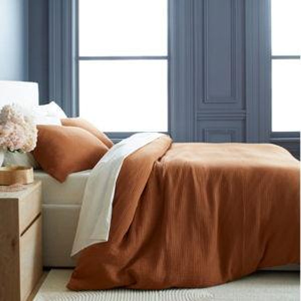 Organic Airy Gauze Duvet Cover Set in Terracotta