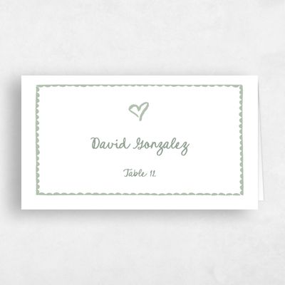 Laurel Green Wedding Place Card - Amore