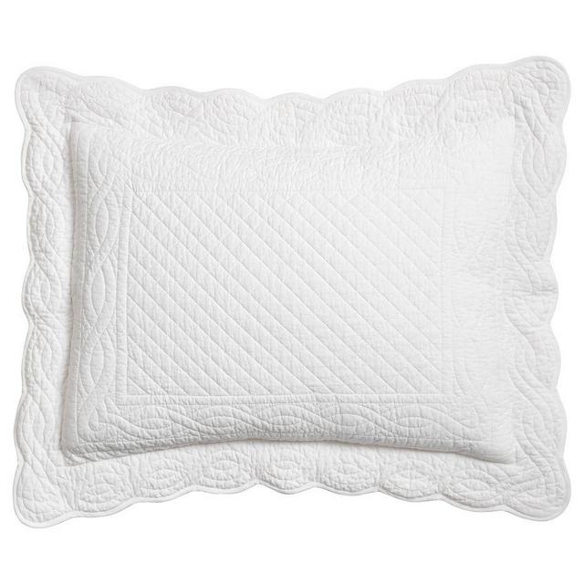 Heirloom Scallop Quilted Shams, Standard, White, Set of 2