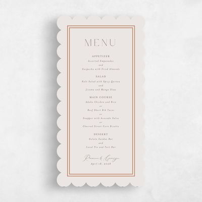 Tuscany, Orange Wedding Menu - Poplar