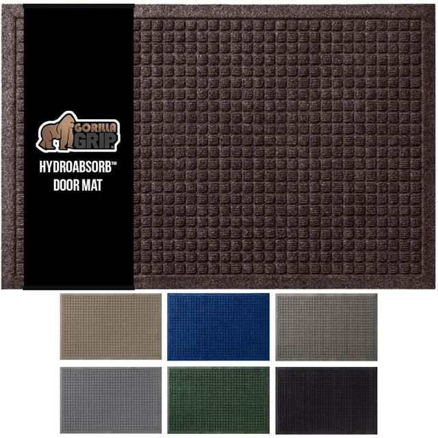 GORILLA GRIP Front Door Mat, 35x23, Indoor Outdoor Ultra Absorbent HydroAbsorb Doormat, Absorbs Up to 5.7 Cups of Water, Stain and Fade Resistant, Rubber Backing Doormats, Captures Dirt, Coffee