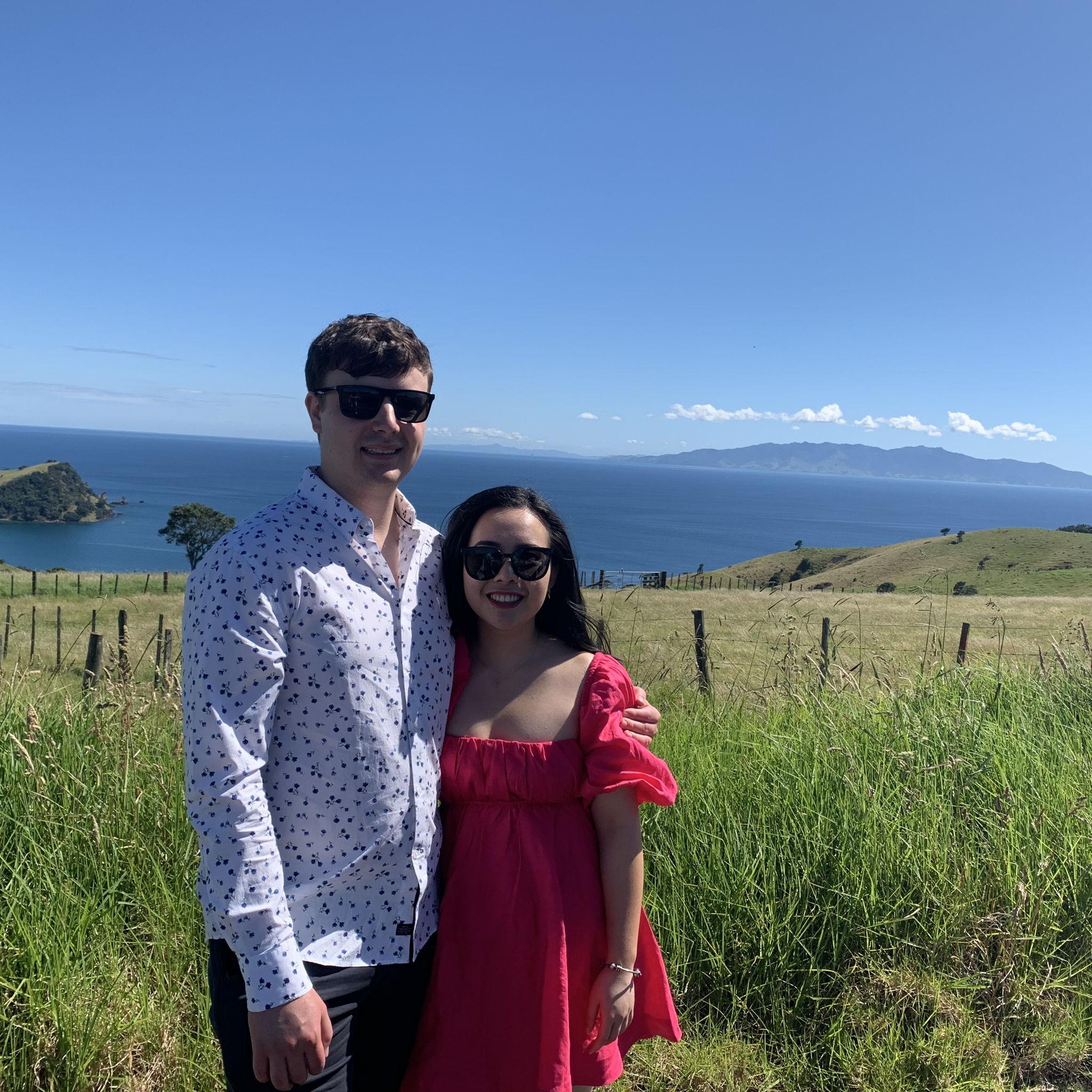 December 2022, Waiheke Island - Who is more stunning, Lucia, Andrew or that view?