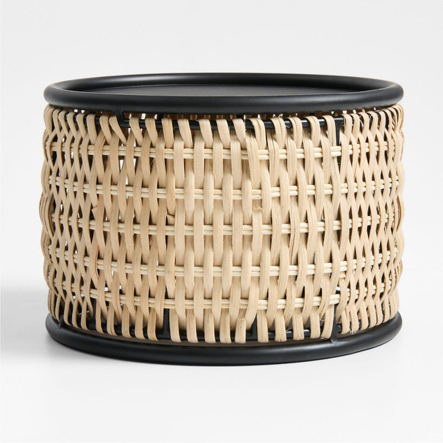 Tamarind Black Rim Wicker Dispenser Stand