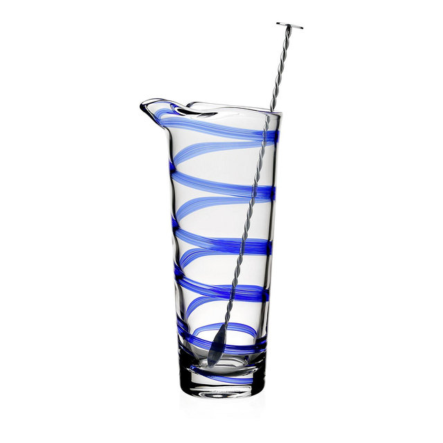 William Yeoward Crystal Bella Blue Cocktail Mixer and Spoon