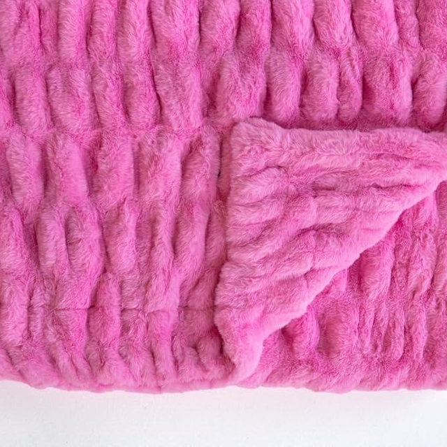 Minky Couture Hugs Blanket - Extra Plush Blanket for Premium Gifting - Stretchy Bubbled Cozy Throw - Silky Smooth - Durable & Machine-Washable - Travel-Friendly - Monster, Pink