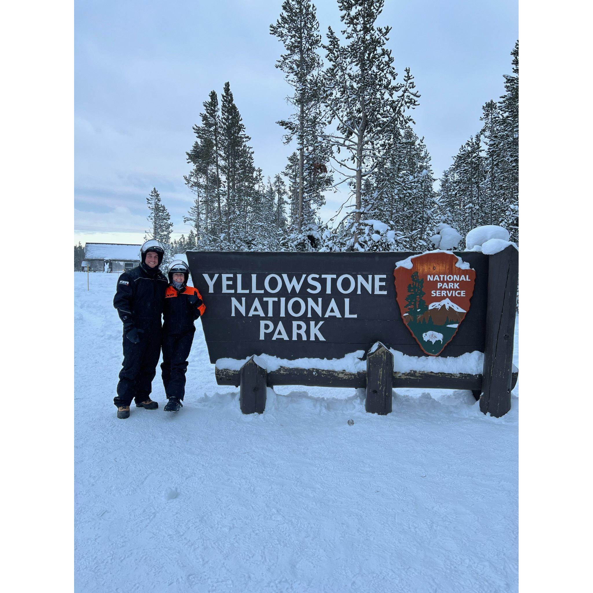 Melissa and Jeremy annual ski roadtrip. Celebrated the New Year snowmobiling through Yellowstone January 1, 2022.