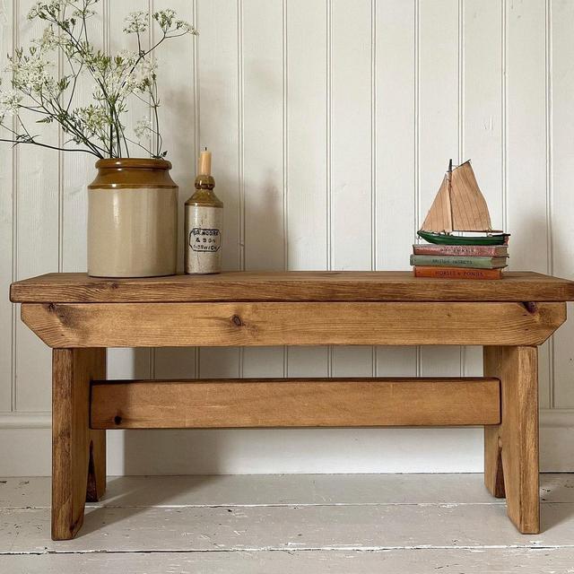 Vintage Style Bench made from Solid Wood | Rustic Bench | Entryway Bench | Farmhouse Bench | Hallway Bench | Handmade | Folkhaus