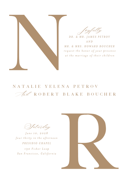Holt Portrait Letterpress | Metallic Bronze | Zola Wedding Invitations