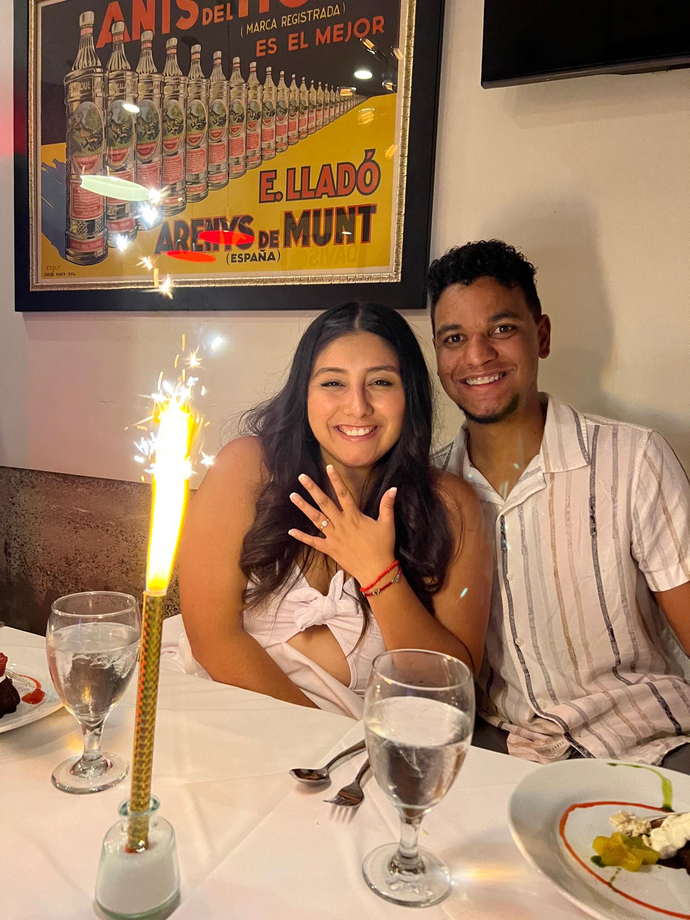 Showing off the bling at our engagement dinner 💍