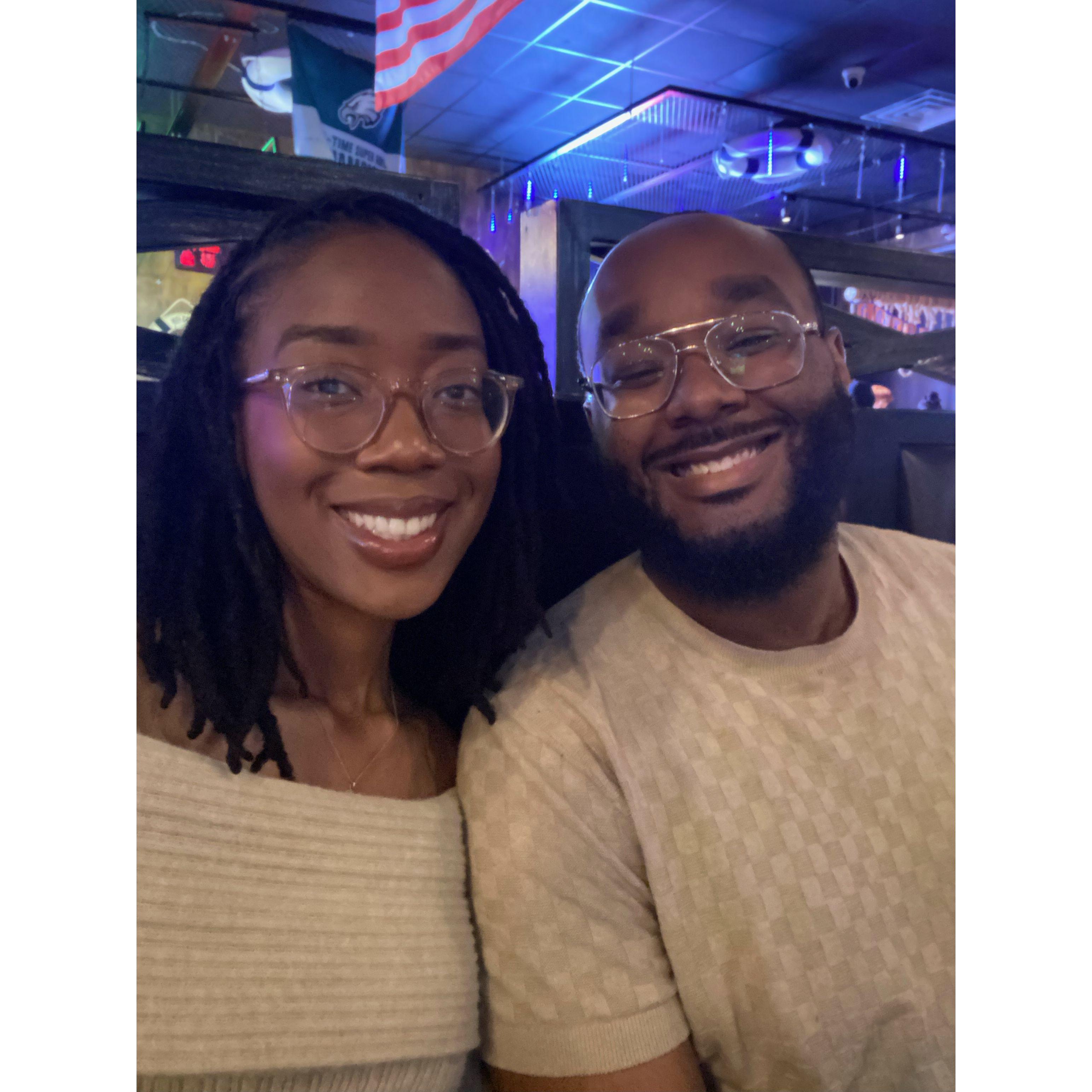 One of our favorite (and expensive) pastimes is to eat some crab legs at Hook & Reel. This is our "itis" selfie lol