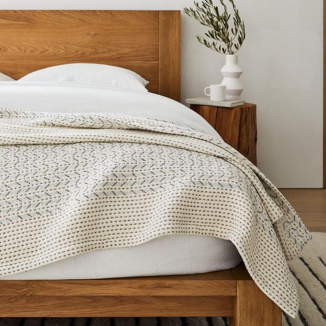 Mixed Herringbone Blanket, Ivory, King
