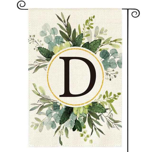 AVOIN colorlife Monogram Letter D Floral Garden Flag 12x18 Inch Double Sided Outside, Family Last Name Initial Yard Outdoor Decoration